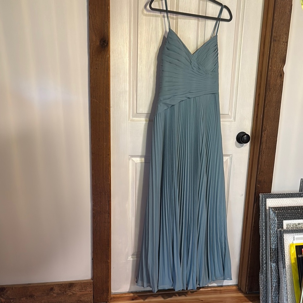 Azazie Blue Maxi Sundress Spaghetti Strap Sweetheart
